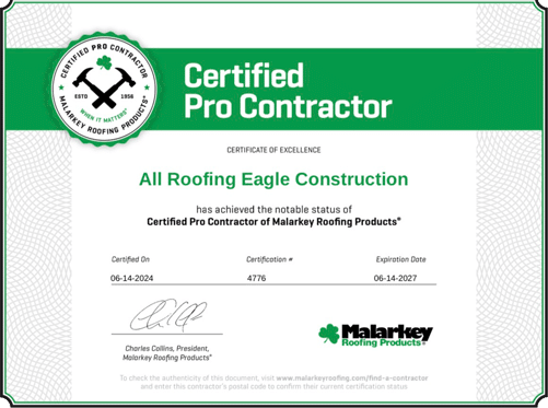 Malarkey Pro Contractor Certificate